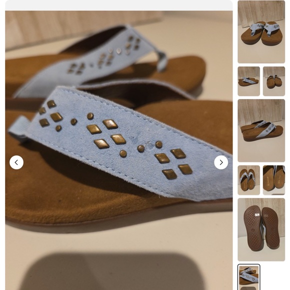 Spenco Blue Riveted Flipflops, Sandals 8 - Picture 6 of 6